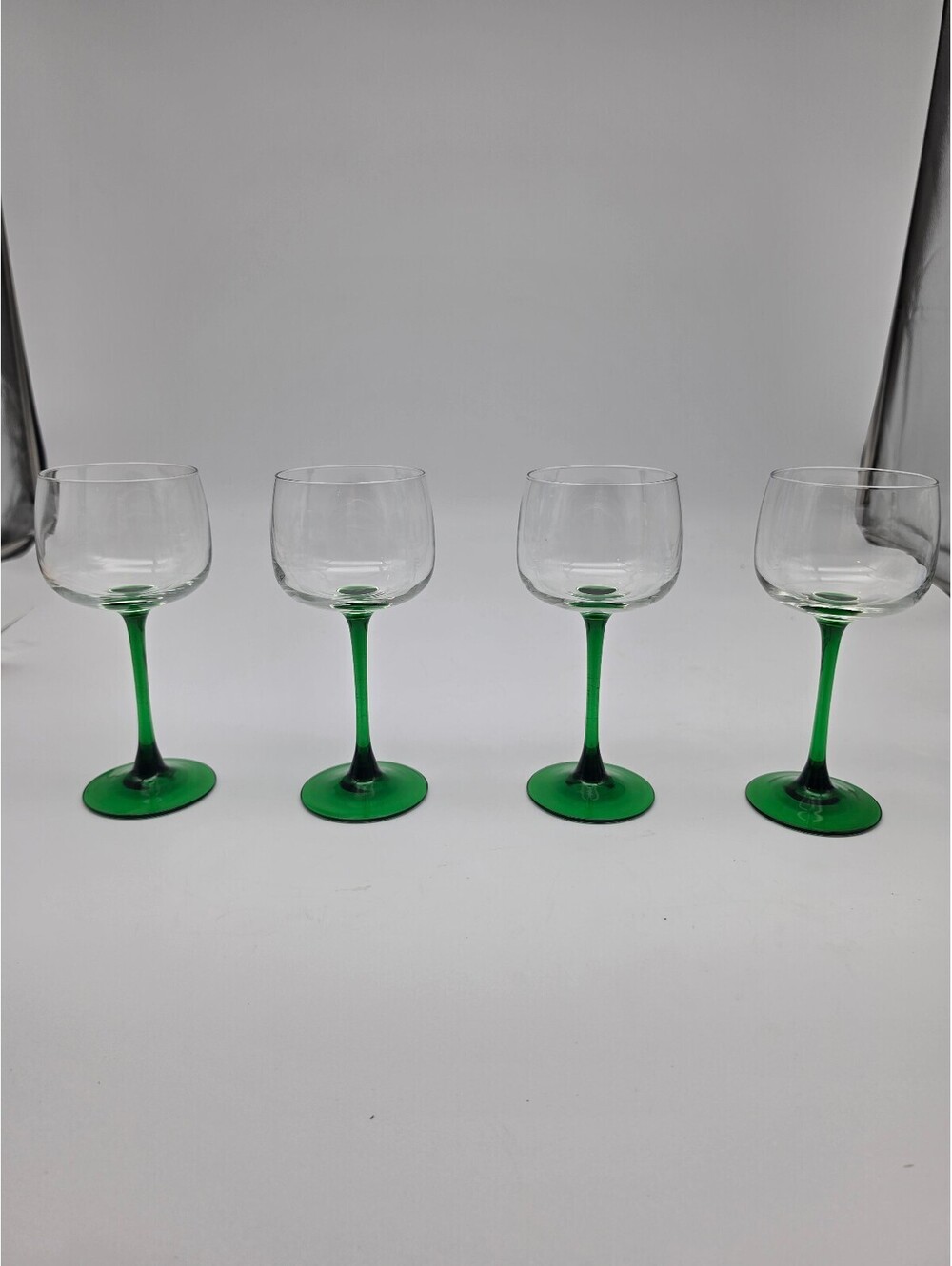 Set of 4 Vintage Green Stem Cocktail Glasses